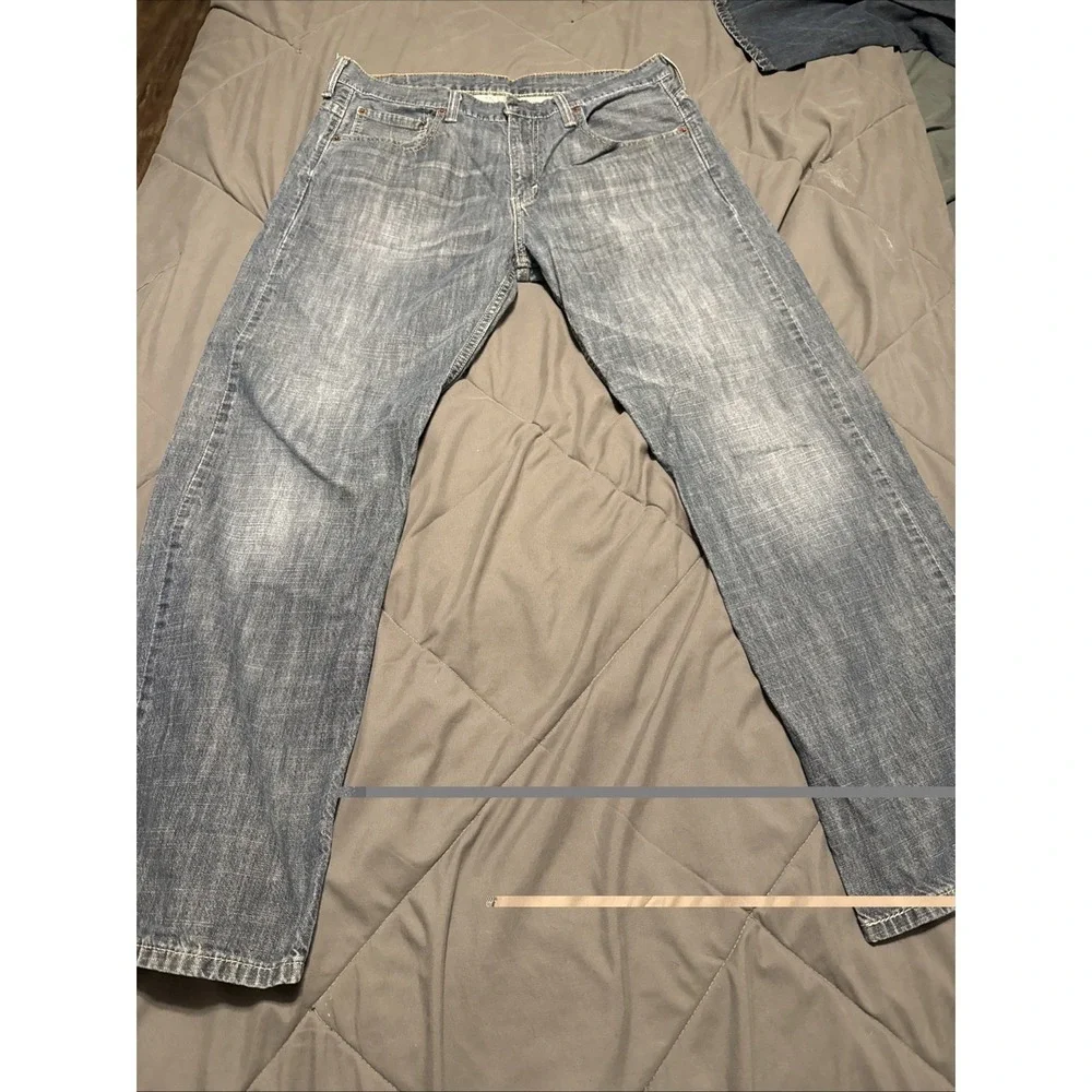 Levis 569 Jeans Mens 34x32 Blue Loose Straight Leg Denim Medium Wash FITS 36x31 - Picture 3 of 8